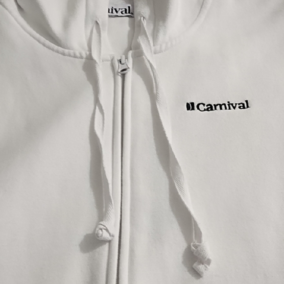 White Zip-Up Hoodie Sweat Shirt Jacket Carnival Cruisewear - Picture 11 of 14